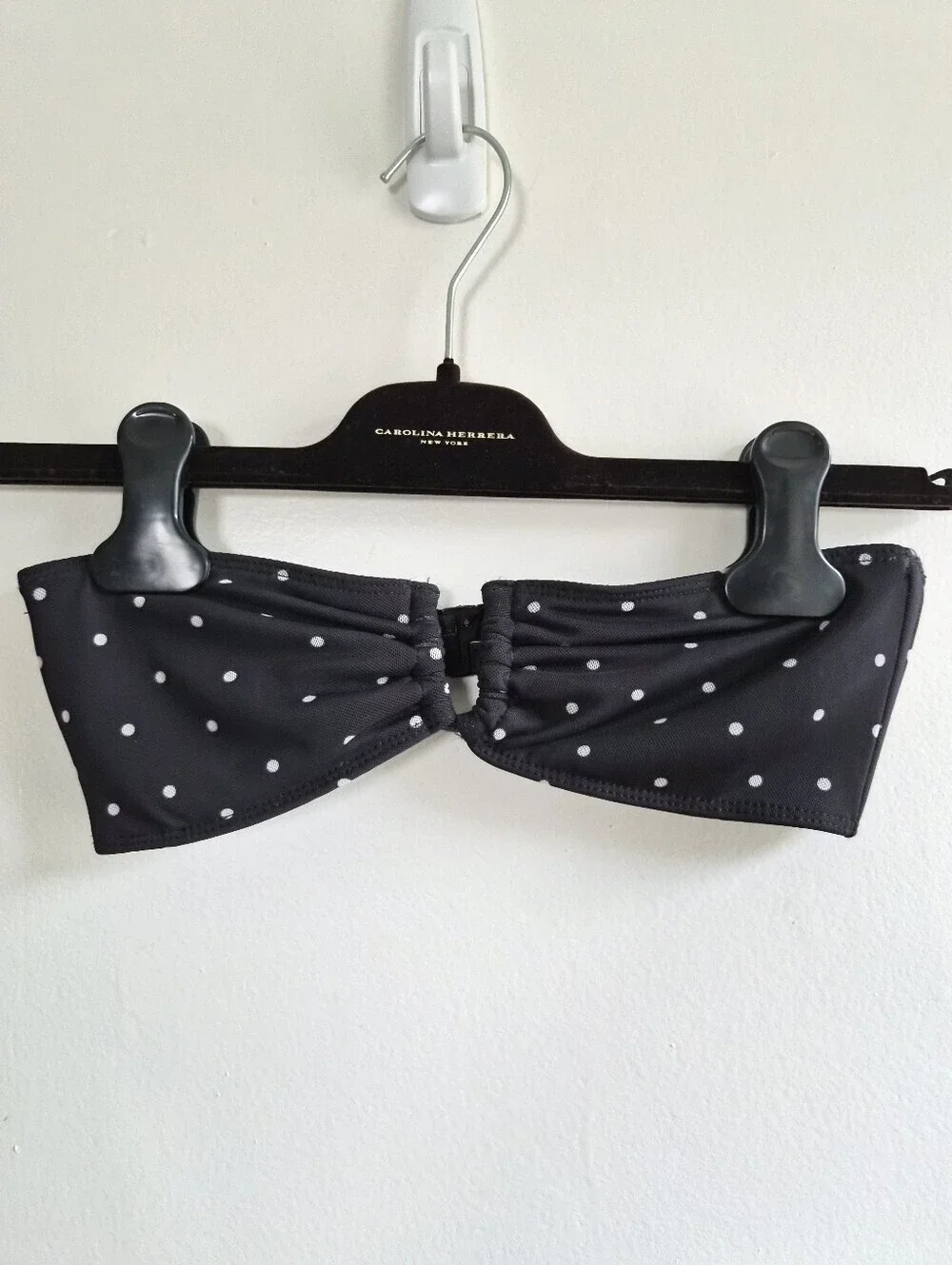 New Zara Bandeau Strapless Polka Dot Black/White Swim Bikini Top Small NWOT